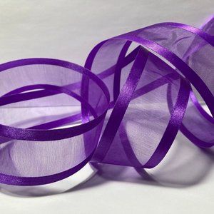 4 Purple Sheer Organza Ribbon with Borer 1.5"